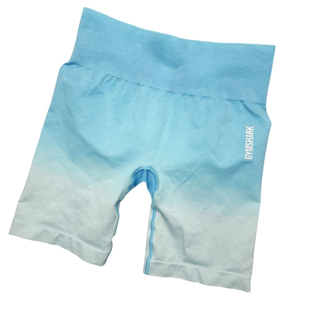 Gymshark Biker Shorts Womens L Blue Ombre Seamless Stretch Gym Training GLSH5545